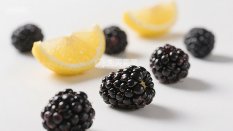 高清大图下载【趣麦麦图】黑莓与柠檬片的清新组合
