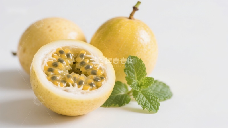 高清大图下载【趣麦麦图】新鲜百香果切开展示
