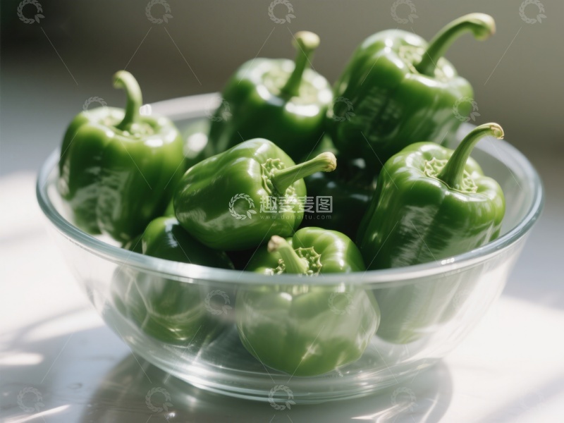 高清大图下载【趣麦麦图】玻璃碗中的青椒