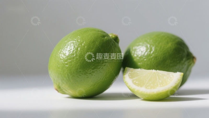 高清大图下载【趣麦麦图】新鲜青柠与切片展示