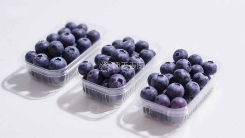 高清大图下载【趣麦麦图】三盒新鲜蓝莓整齐排列