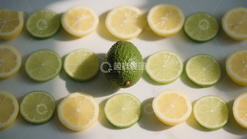 高清大图下载【趣麦麦图】柠檬与青柠的色彩对比