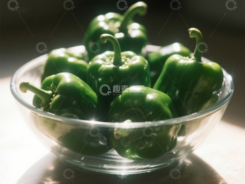 高清大图下载【趣麦麦图】玻璃碗中的新鲜青椒