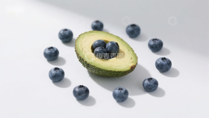高清大图下载【趣麦麦图】牛油果与蓝莓的清新组合