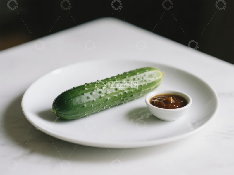 高清大图下载【趣麦麦图】盘中黄瓜配酱料