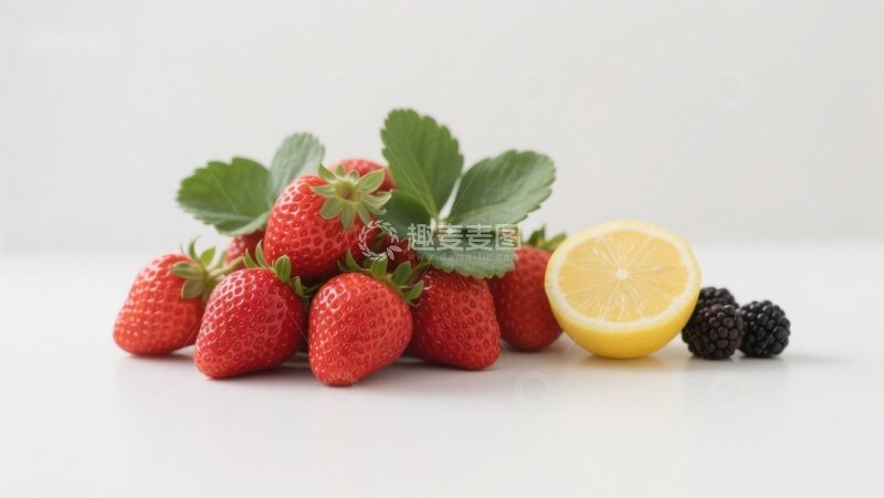 高清大图下载【趣麦麦图】新鲜草莓与柠檬黑莓组合
