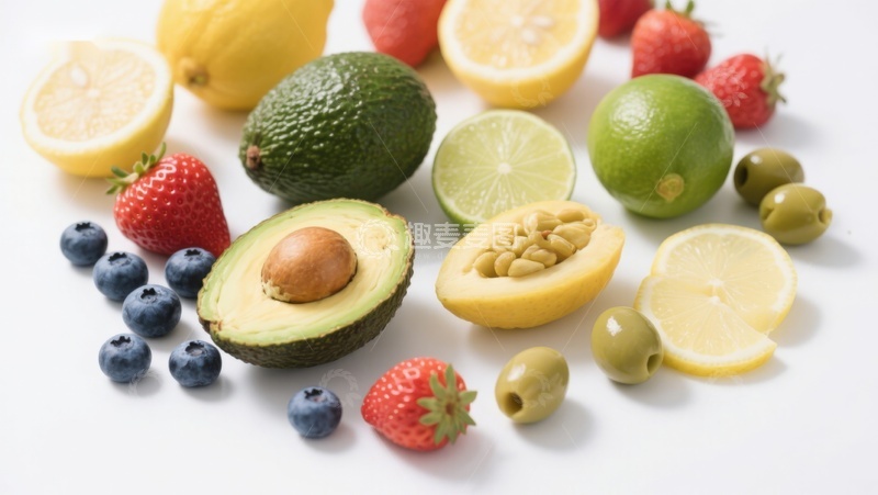 高清大图下载【趣麦麦图】新鲜水果与坚果的色彩组合