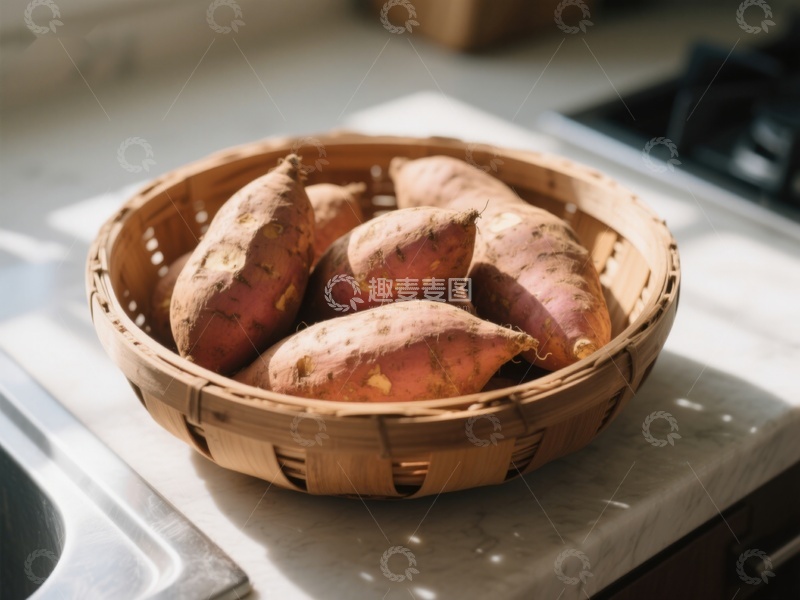 高清大图下载【趣麦麦图】竹篮中的红薯