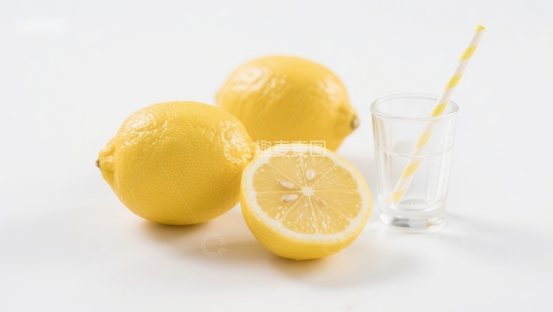 高清大图下载【趣麦麦图】新鲜柠檬与透明玻璃杯