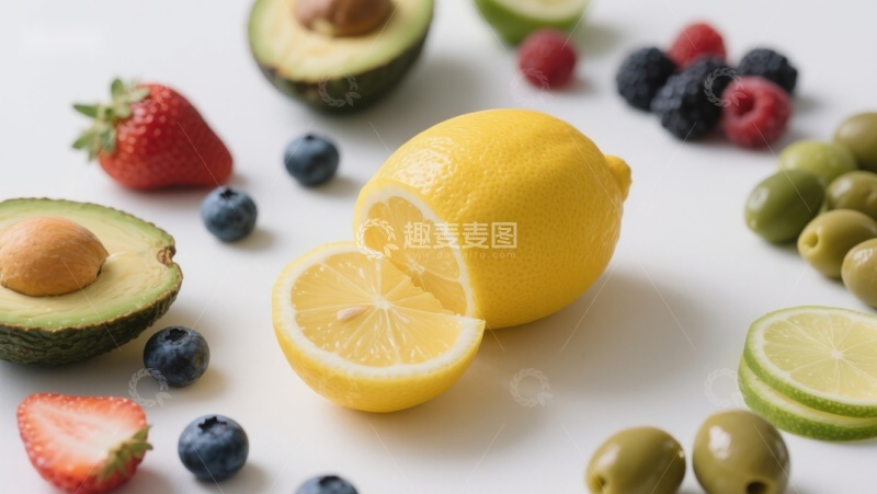 高清大图下载【趣麦麦图】新鲜水果与柠檬的色彩组合