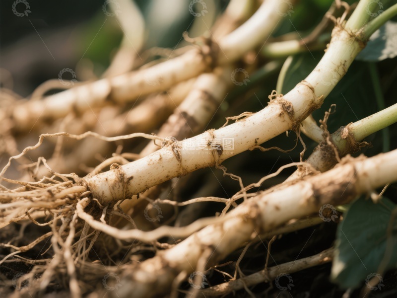 高清大图下载【趣麦麦图】新鲜人参根部特写