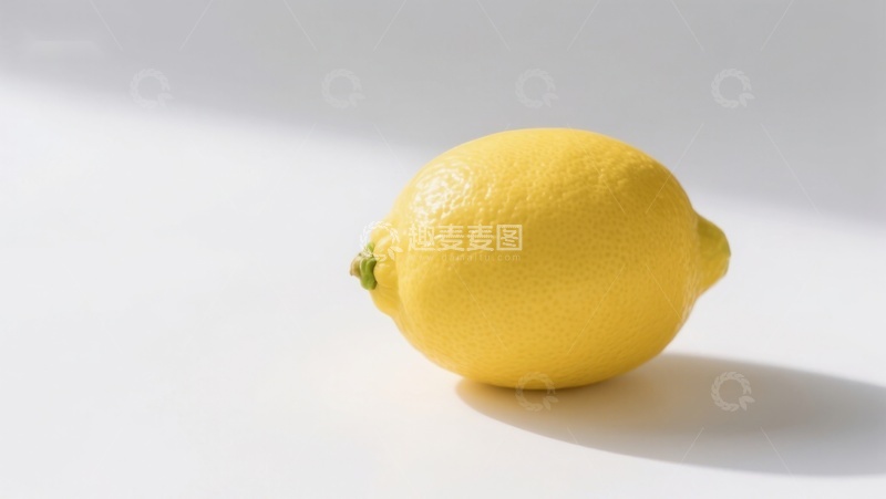 高清大图下载【趣麦麦图】单一柠檬在白色背景上的特写