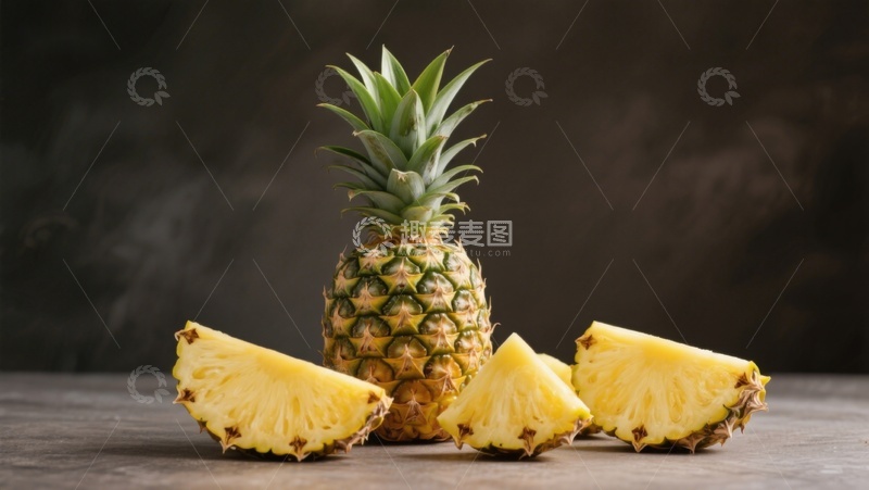 高清大图下载【趣麦麦图】新鲜菠萝与切片展示