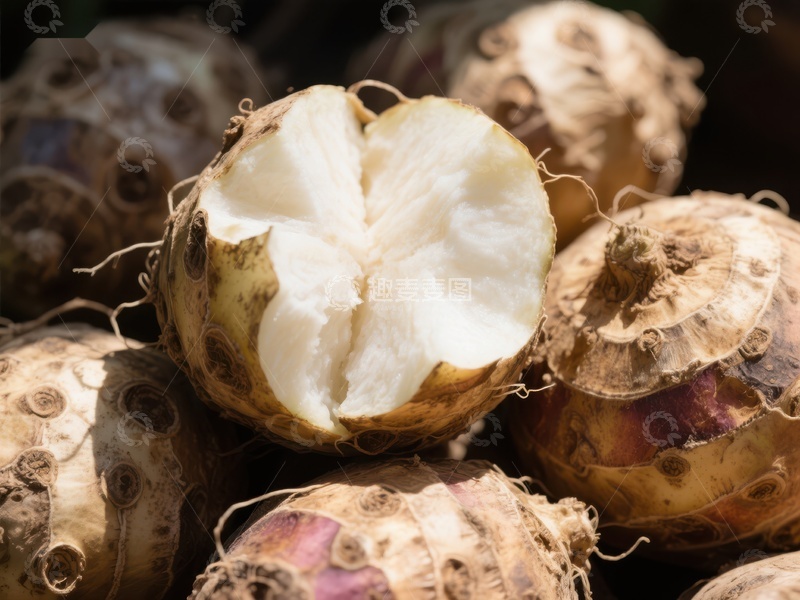 高清大图下载【趣麦麦图】新鲜菊芋切开展示内部纹理