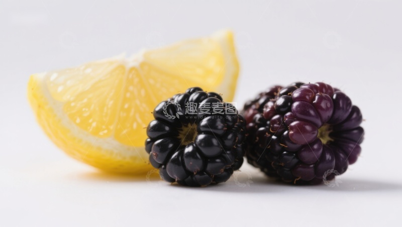 高清大图下载【趣麦麦图】黑莓与柠檬片的清新组合