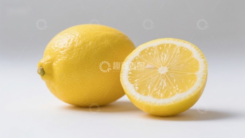 高清大图下载【趣麦麦图】新鲜柠檬，一半切开展示