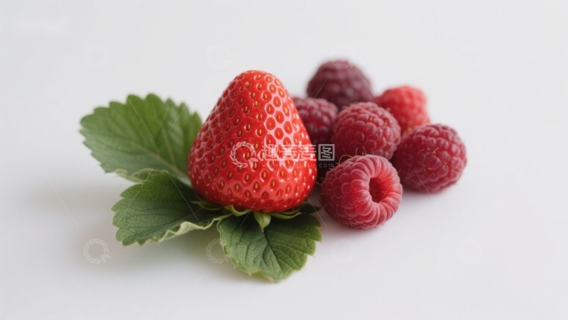 高清大图下载【趣麦麦图】新鲜草莓与覆盆子特写