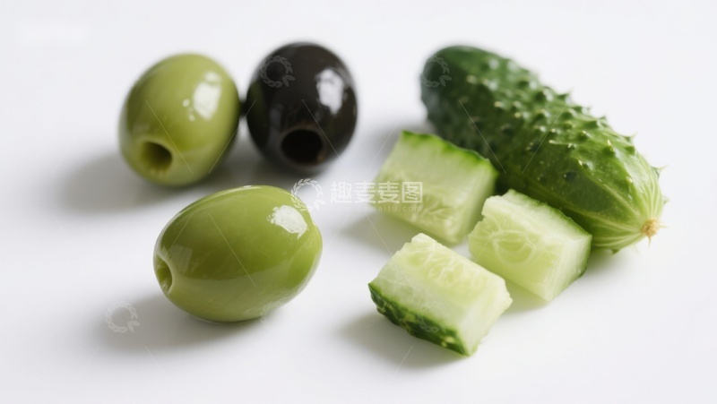 高清大图下载【趣麦麦图】新鲜橄榄与黄瓜切片