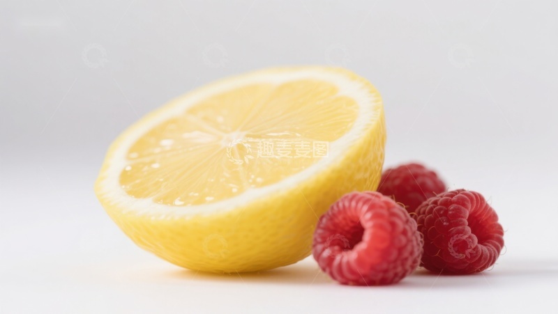 高清大图下载【趣麦麦图】柠檬切片与覆盆子的清新组合