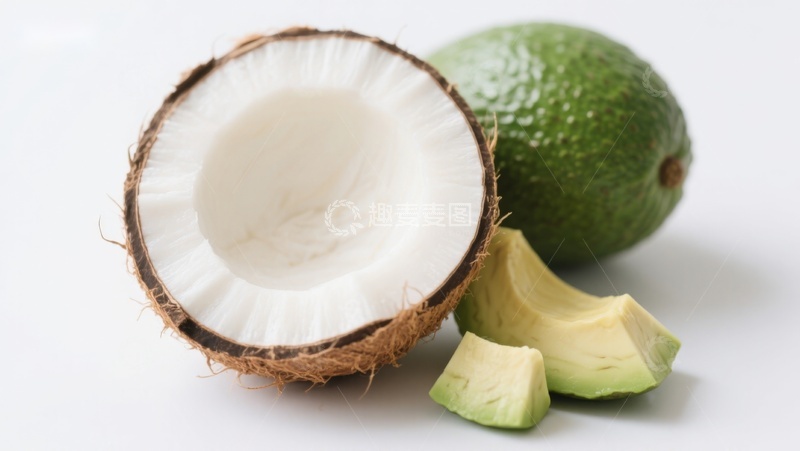 高清大图下载【趣麦麦图】椰子与牛油果的健康组合