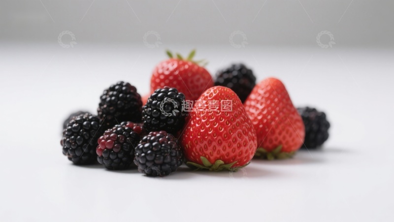 高清大图下载【趣麦麦图】新鲜草莓与黑莓的组合