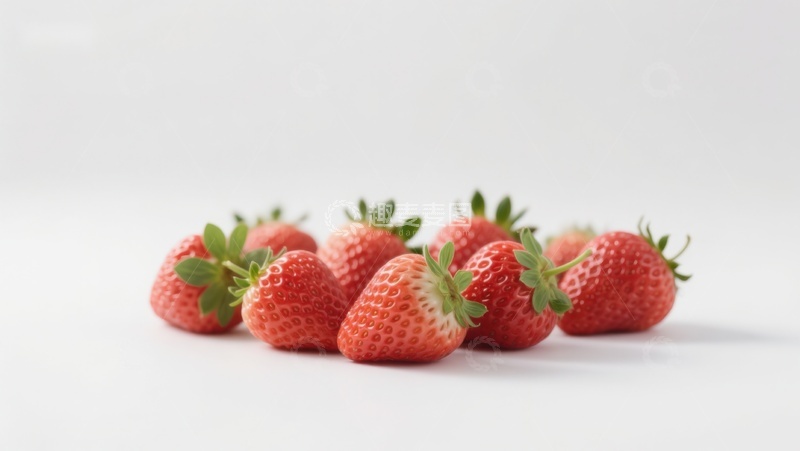 高清大图下载【趣麦麦图】新鲜草莓排列在白色背景上
