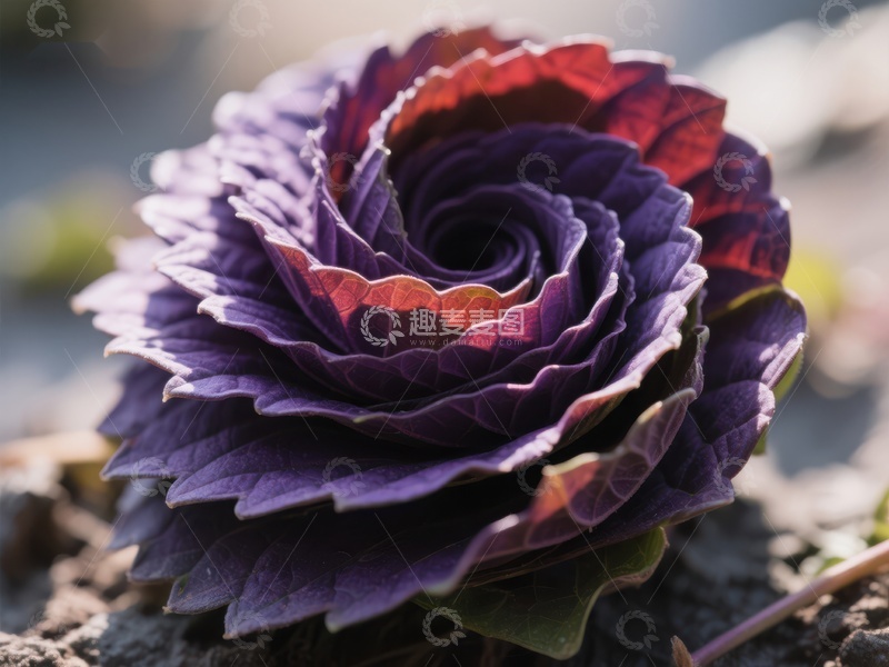 高清大图下载【趣麦麦图】紫色卷叶植物的特写