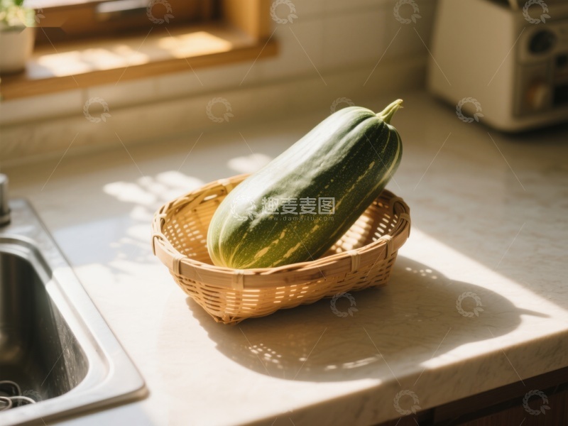 高清大图下载【趣麦麦图】阳光下的厨房台面与南瓜