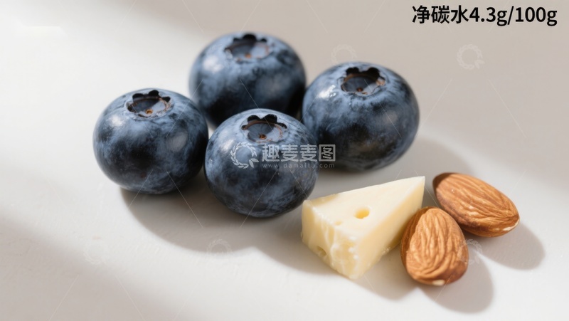 高清大图下载【趣麦麦图】蓝莓、奶酪与杏仁的健康组合