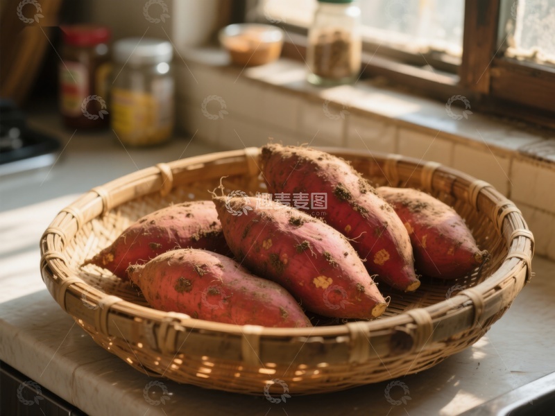高清大图下载【趣麦麦图】竹篮中的红薯