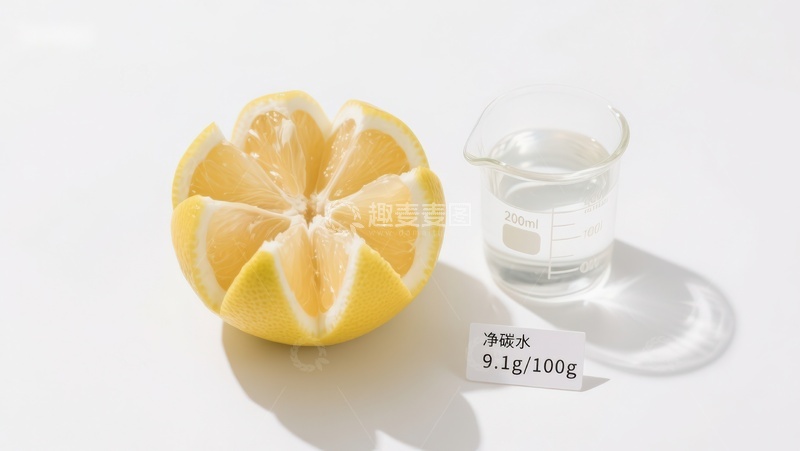 高清大图下载【趣麦麦图】柠檬切片与量杯水的对比展示
