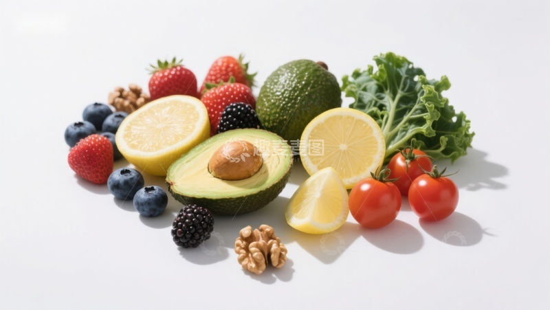 高清大图下载【趣麦麦图】新鲜水果与蔬菜的健康组合