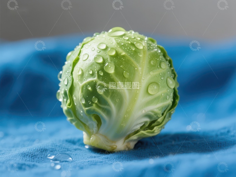 高清大图下载【趣麦麦图】新鲜甘蓝上的水珠特写