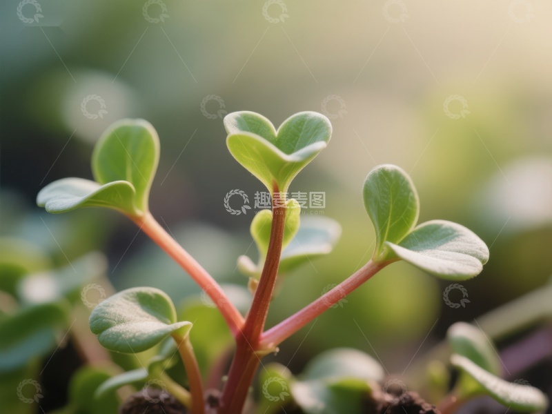 高清大图下载【趣麦麦图】新生绿芽在阳光下茁壮成长