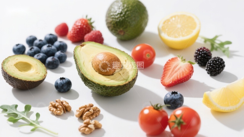 高清大图下载【趣麦麦图】新鲜水果与坚果的健康组合