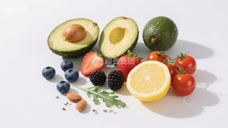 高清大图下载【趣麦麦图】新鲜水果与坚果的健康组合