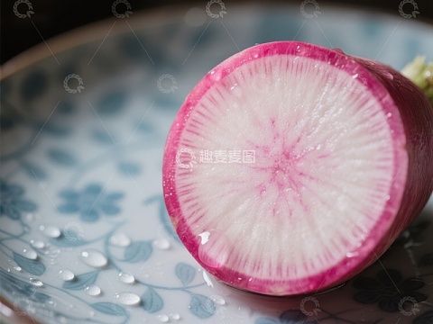 切开的红白萝卜特写