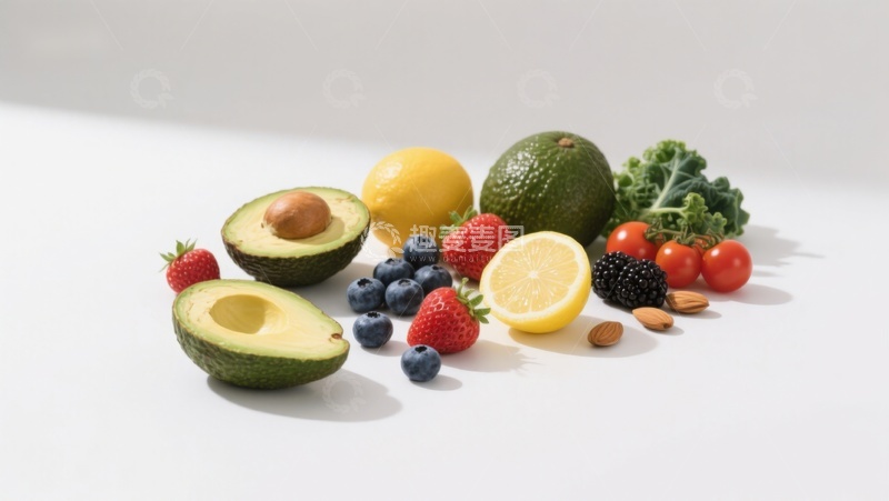 高清大图下载【趣麦麦图】新鲜水果与蔬菜的健康组合