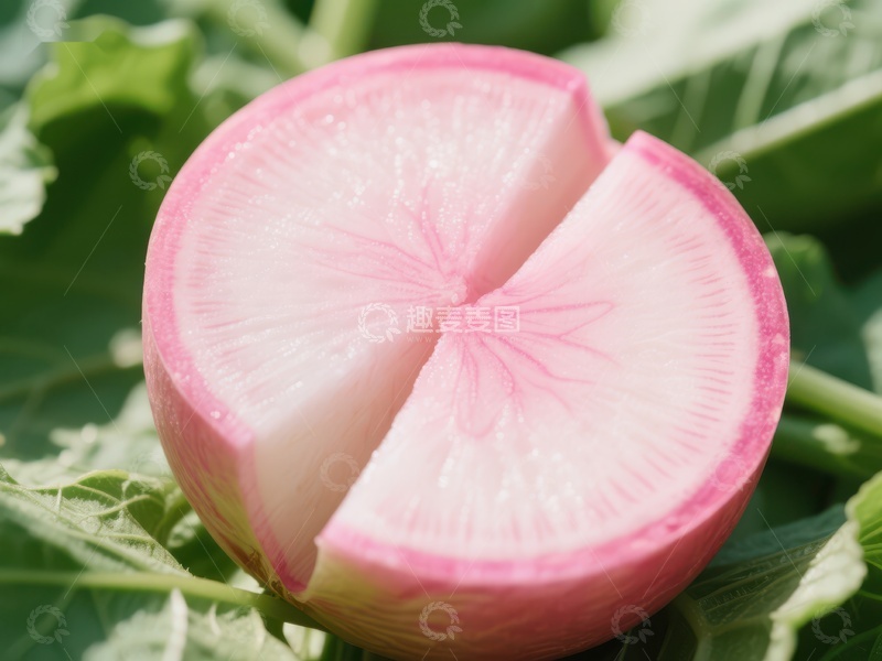 高清大图下载【趣麦麦图】切开的粉红萝卜，展示内部纹理