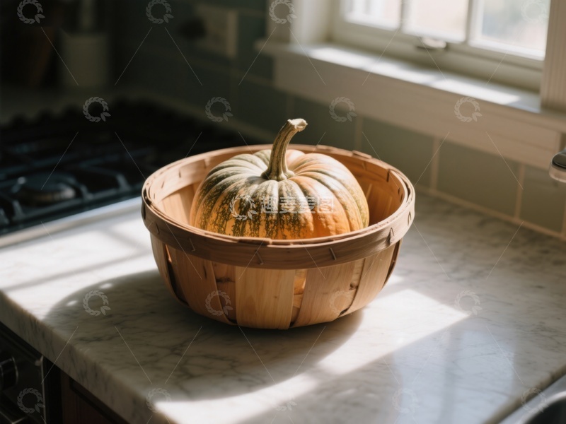 高清大图下载【趣麦麦图】厨房台面上的南瓜
