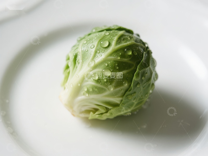 高清大图下载【趣麦麦图】新鲜卷心菜上的水珠特写