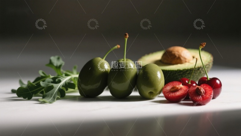 高清大图下载【趣麦麦图】新鲜水果与蔬菜的静物组合
