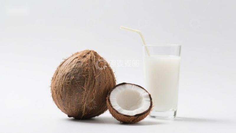 高清大图下载【趣麦麦图】椰子与椰奶，清新健康饮品