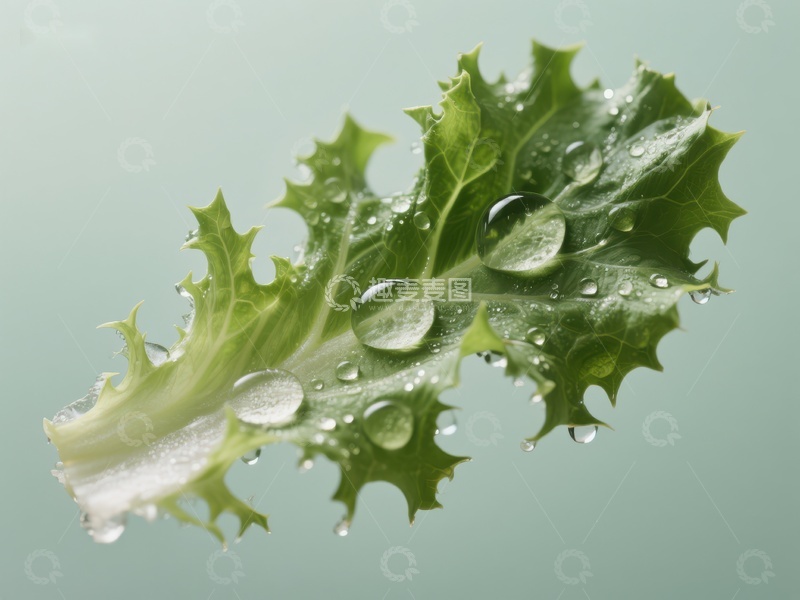 高清大图下载【趣麦麦图】新鲜绿叶上的水珠特写