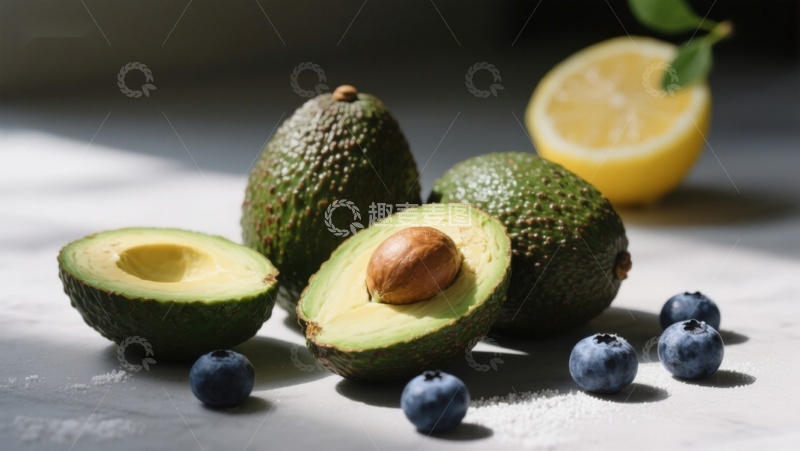 高清大图下载【趣麦麦图】新鲜牛油果与蓝莓柠檬的组合