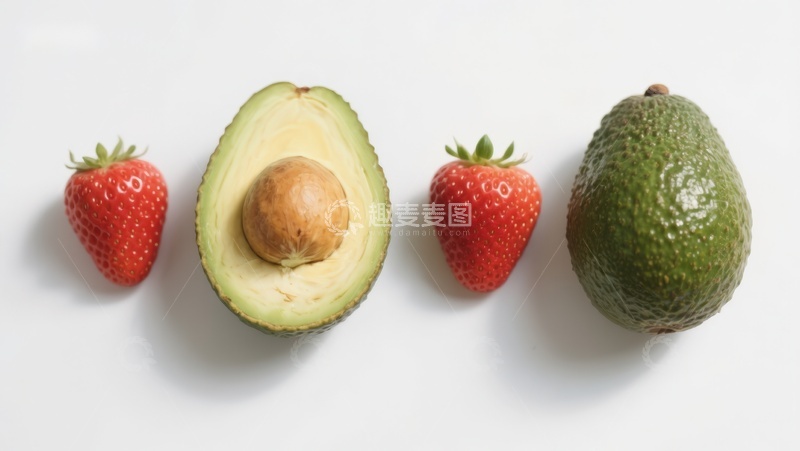 高清大图下载【趣麦麦图】草莓与牛油果的清新排列