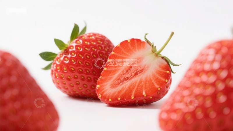 高清大图下载【趣麦麦图】新鲜草莓切片展示