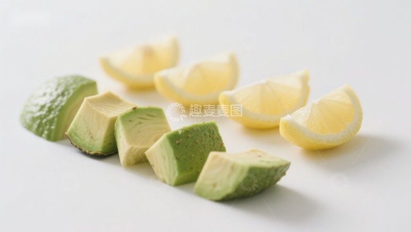 高清大图下载【趣麦麦图】新鲜切块的牛油果与柠檬片