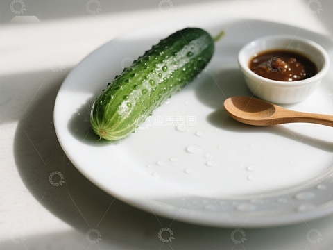 新鲜黄瓜配酱碟，简约美食
