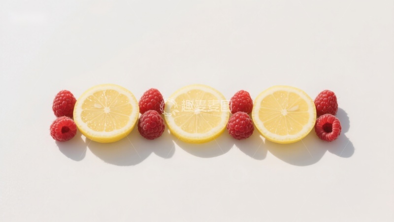 高清大图下载【趣麦麦图】柠檬切片与覆盆子的排列